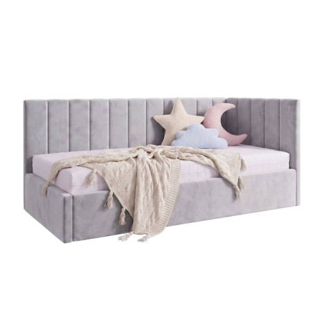 Modernes Ausziehbett 100x200 mit zwei Schlafplätzen und Bettkasten, Polsterbett mit Schublade ALVIN 01 MN