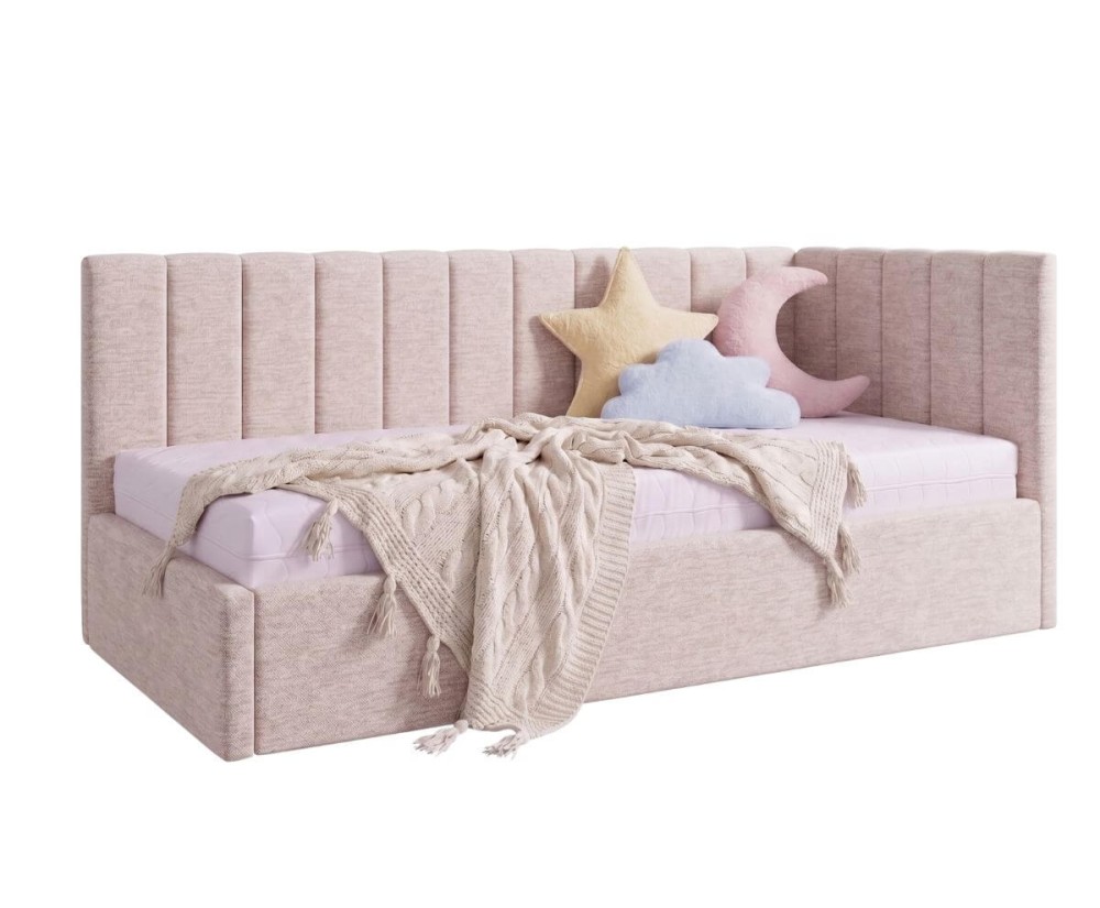 Modernes Ausziehbett 100x200 mit zwei Schlafplätzen und Bettkasten, Polsterbett mit Schublade ALVIN 01 MN