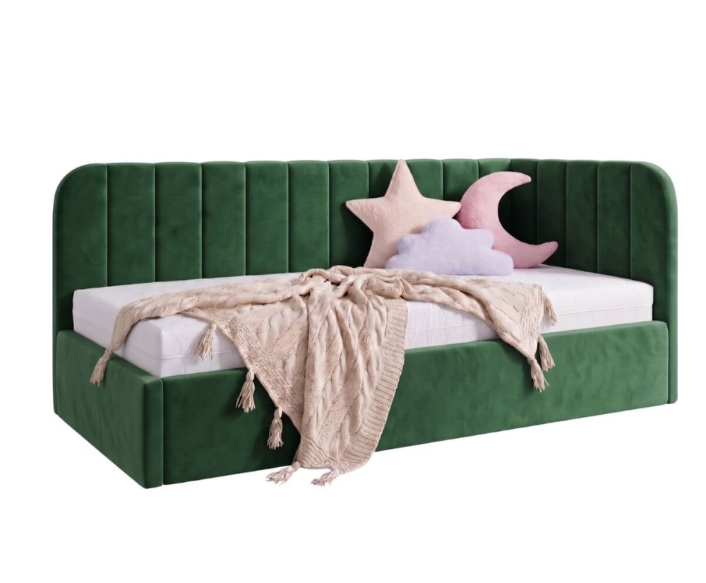 Polsterbett 90x200 mit zwei Liegeflächen und Bettkasten, funktionales Ausziehbett (2in1) ALVIN 02 MN