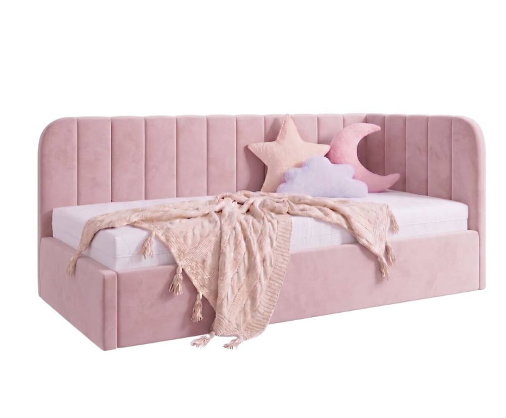 Polsterbett 90x200 mit zwei Liegeflächen und Bettkasten, funktionales Ausziehbett (2in1) ALVIN 02 MN