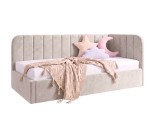Gepolstertes Ausziehbett 100x200 mit zwei Schlafplätzen und Schublade für Bettwäsche, ALVIN 02 MN