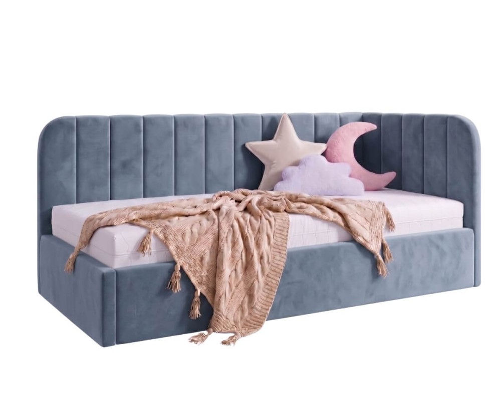 Gepolstertes Ausziehbett 100x200 mit zwei Schlafplätzen und Schublade für Bettwäsche, ALVIN 02 MN