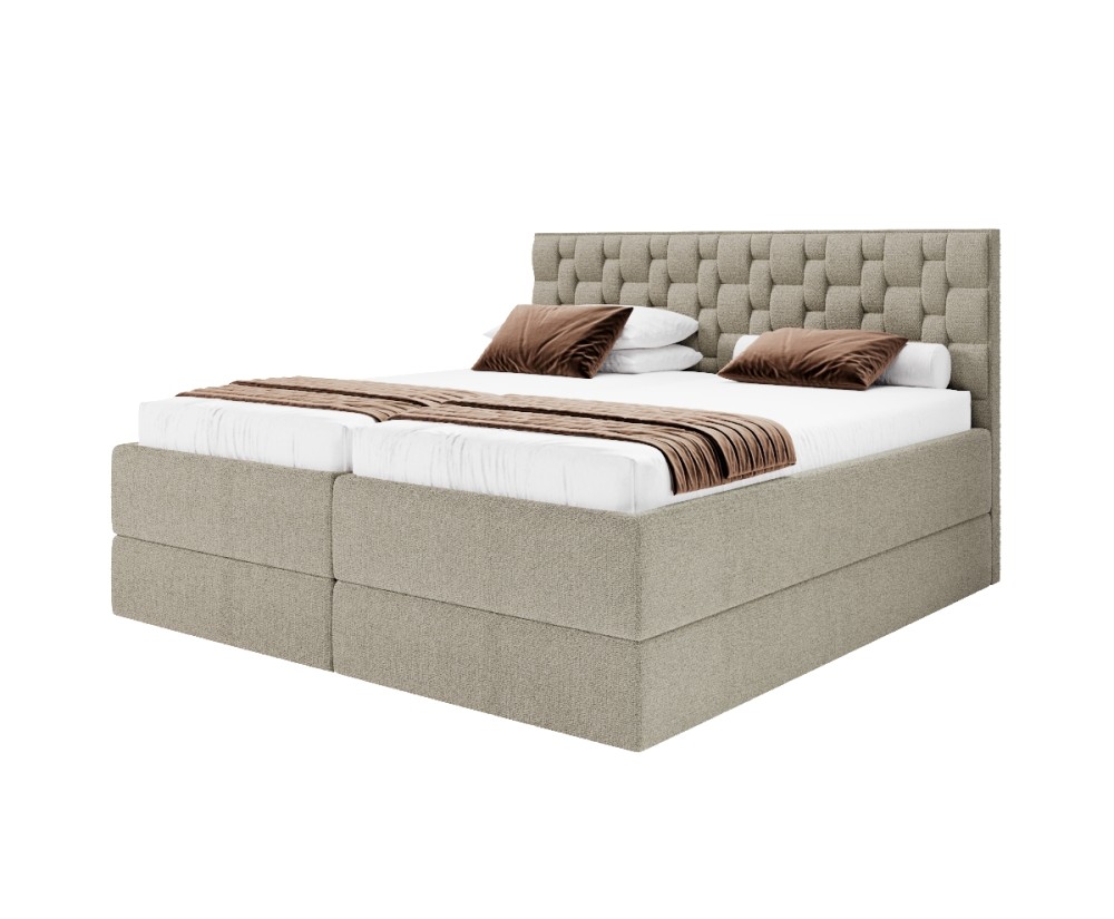 Boxspringbett 180x200 cm mit 2 verstellbaren Lattenrosten per Fernbedienung, 2 separate Bettkästen, Komfortbett PEKIN SE