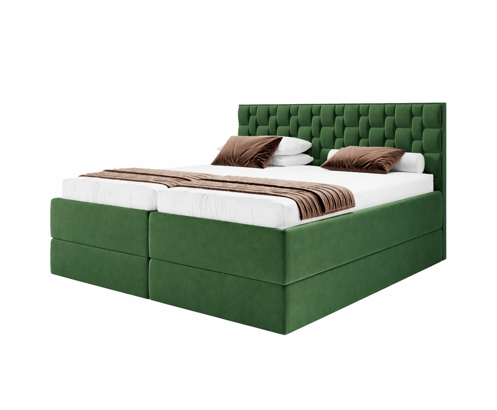 Boxspringbett 180x200 cm mit 2 verstellbaren Lattenrosten per Fernbedienung, 2 separate Bettkästen, Komfortbett PEKIN SE