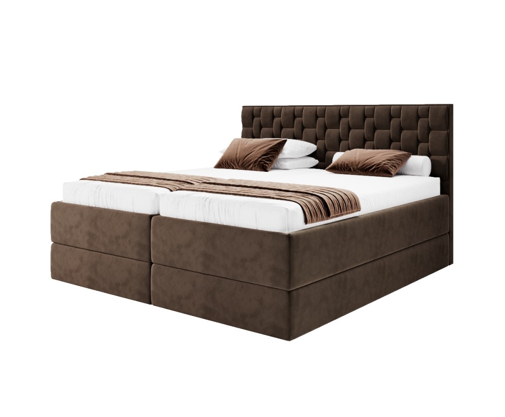 Boxspringbett 180x200 cm mit 2 verstellbaren Lattenrosten per Fernbedienung, 2 separate Bettkästen, Komfortbett PEKIN SE