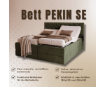 Komfortbett 200x200 cm mit 2 unabhängigen Lattenrosten, verstellbar per Fernbedienung, Boxspringbett PEKIN SE