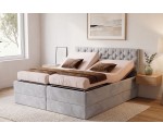Komfortbett 200x200 cm mit 2 unabhängigen Lattenrosten, verstellbar per Fernbedienung, Boxspringbett PEKIN SE