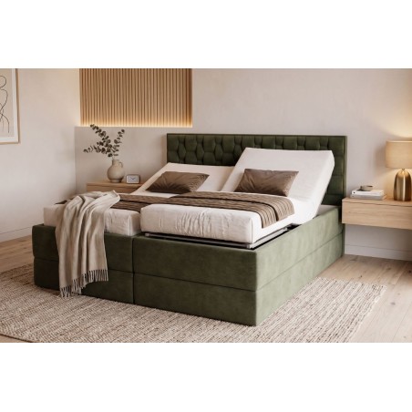Komfortbett 200x200 cm mit 2 unabhängigen Lattenrosten, verstellbar per Fernbedienung, Boxspringbett PEKIN SE