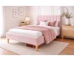Polsterbett 80x180 cm mit hohem Kopfteil und Rollrost, eleganter Velvetstoff RIVIERA, FABIAN