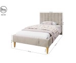 Polsterbett 80x180 cm mit hohem Kopfteil und Rollrost, eleganter Velvetstoff RIVIERA, FABIAN