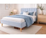 Singlebett 100x200 cm mit hohem Kopfteil und Rollrost, eleganter Velvetstoff RIVIERA, FABIAN