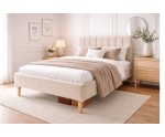 Singlebett 100x200 cm mit hohem Kopfteil und Rollrost, eleganter Velvetstoff RIVIERA, FABIAN