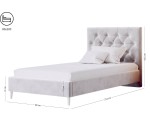 Elegantes Polsterbett mit gestepptem Kopfteil ohne Bettkasten, Einzelbett JASMINA