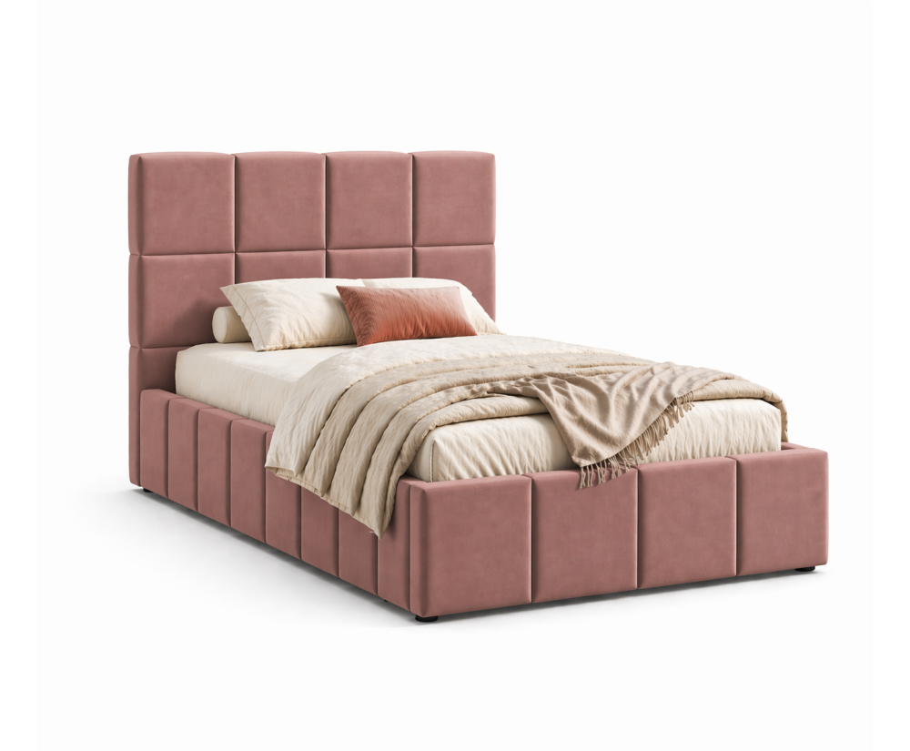 Polsterbett 90x200 cm, Einzelbett mit Bettkasten, Lattenrost mit Metallrahmen, IMPERIA S16 Polsterbett 90x200 cm, Einzelbett mit Bettkasten, Lattenrost mit Metallrahmen, IMPERIA S16