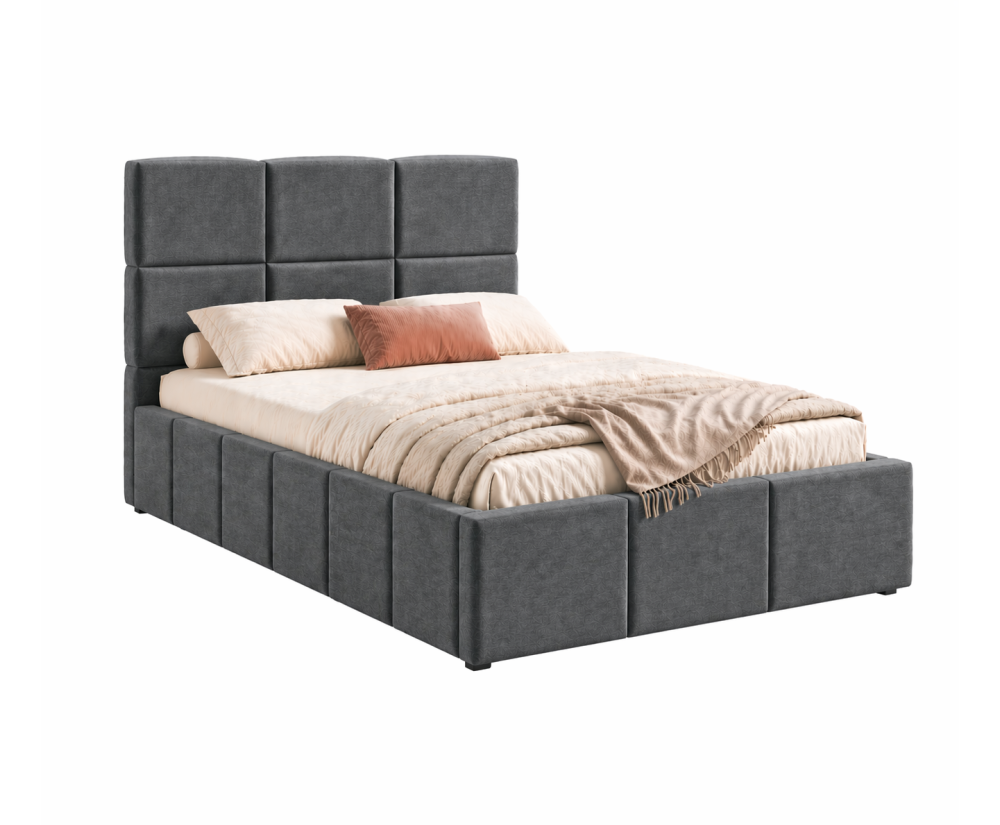 Polsterbett 90x200 cm, Einzelbett mit Bettkasten, Lattenrost mit Metallrahmen, IMPERIA S16 Polsterbett 90x200 cm, Einzelbett mit Bettkasten, Lattenrost mit Metallrahmen, IMPERIA S16