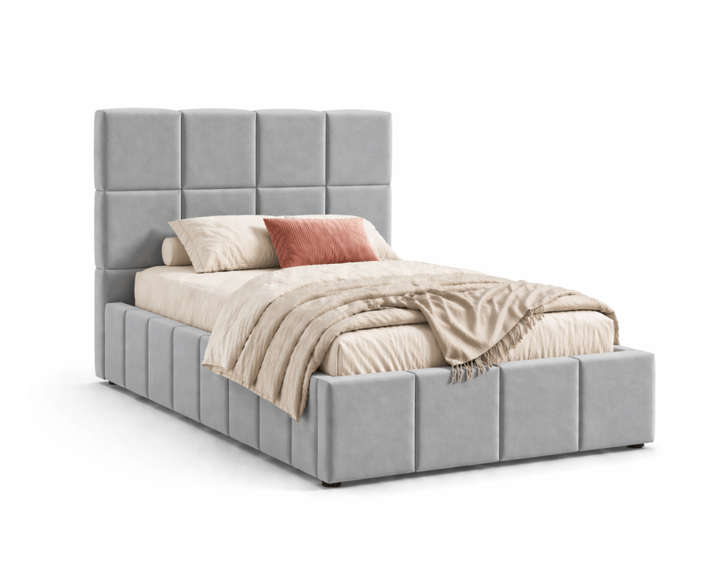 Jugendbett 100x200 cm mit Bettkasten, Lattenrost mit Metallrahmen, Polsterbett IMPERIA S16