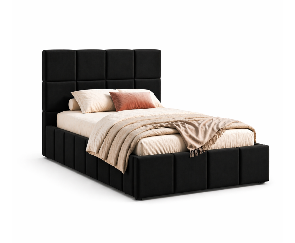 Jugendbett 100x200 cm mit Bettkasten, Lattenrost mit Metallrahmen, Polsterbett IMPERIA S16