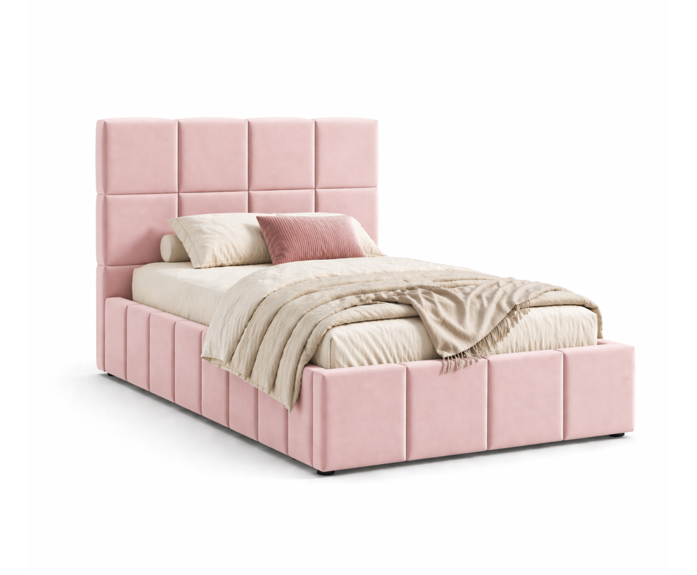 Jugendbett 100x200 cm mit Bettkasten, Lattenrost mit Metallrahmen, Polsterbett IMPERIA S16