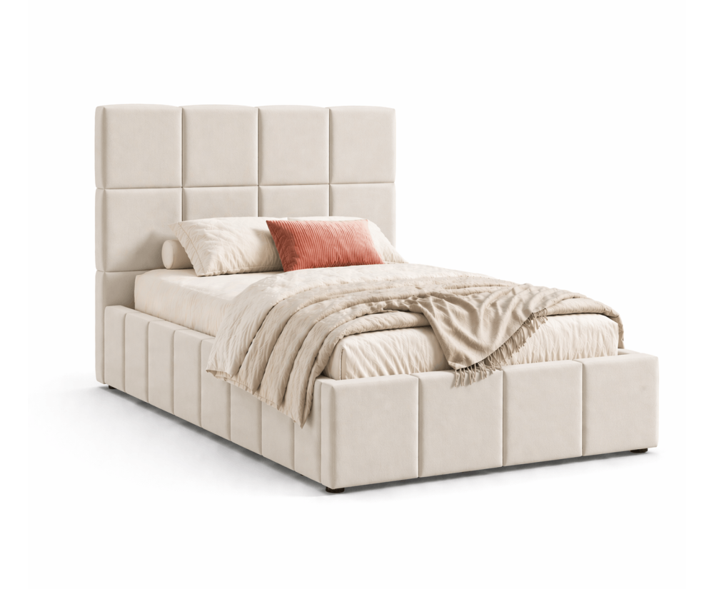 Jugendbett 100x200 cm mit Bettkasten, Lattenrost mit Metallrahmen, Polsterbett IMPERIA S16