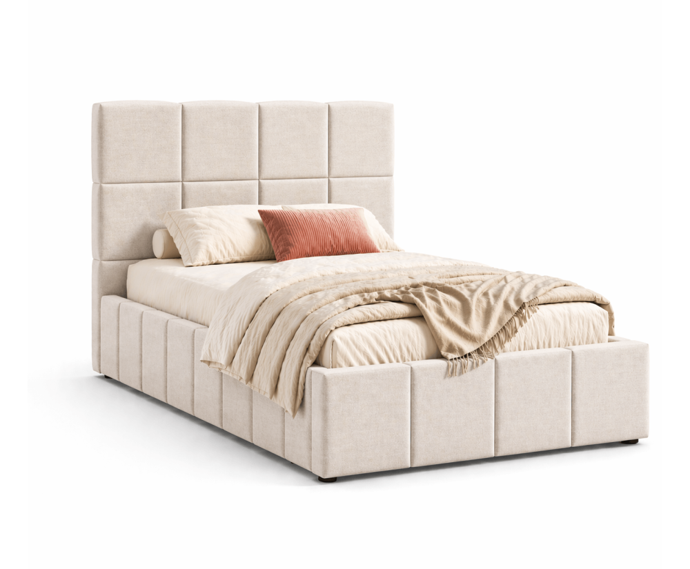 Jugendbett 100x200 cm mit Bettkasten, Lattenrost mit Metallrahmen, Polsterbett IMPERIA S16