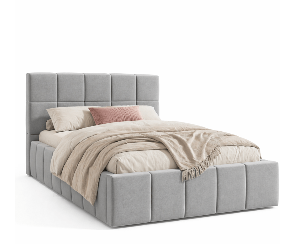 Komfortables Einzelbett 120x200 cm mit Stauraum und Lattenrost, Polsterbett mit Design, IMPERIA S16