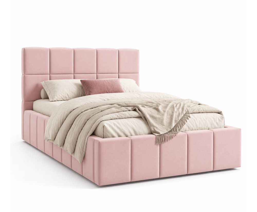 Komfortables Einzelbett 120x200 cm mit Stauraum und Lattenrost, Polsterbett mit Design, IMPERIA S16