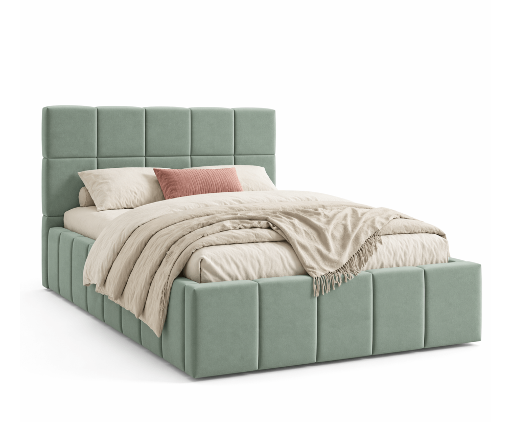 Komfortables Einzelbett 120x200 cm mit Stauraum und Lattenrost, Polsterbett mit Design, IMPERIA S16