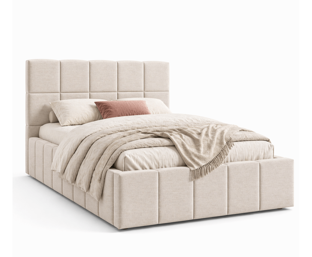 Komfortables Einzelbett 120x200 cm mit Stauraum und Lattenrost, Polsterbett mit Design, IMPERIA S16