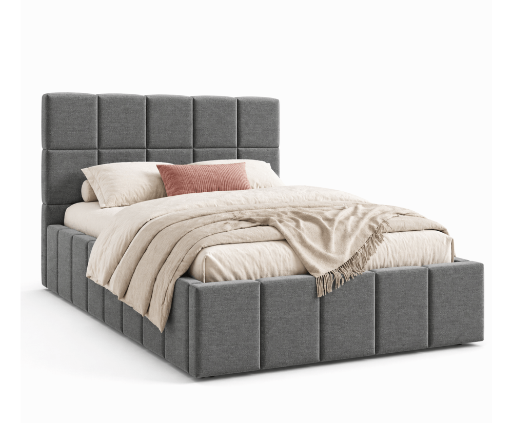 Komfortables Einzelbett 120x200 cm mit Stauraum und Lattenrost, Polsterbett mit Design, IMPERIA S16
