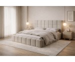 Modernes Polsterbett 140x200 cm mit Bettkasten, Lattenrost mit Metallrahmen, Doppelbett IMPERIA S16