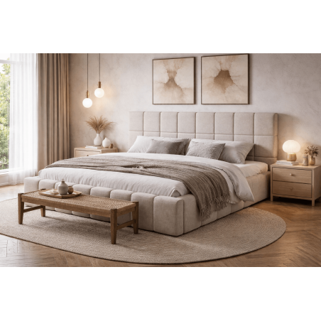 Bequemes Doppelbett 160x200 cm mit Stauraum, Lattenrost mit Metallrahmen, Farbvarianten, IMPERIA S16