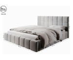 Polsterbett 180x200 cm mit elegantem Kopfteil und Bettkasten, Lattenrost mit Metallrahmen, IMPERIA S16