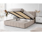 Polsterbett 180x200 cm mit elegantem Kopfteil und Bettkasten, Lattenrost mit Metallrahmen, IMPERIA S16
