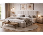 Polsterbett 180x200 cm mit elegantem Kopfteil und Bettkasten, Lattenrost mit Metallrahmen, IMPERIA S16