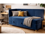 Elegantes Einzelbett 120x200 cm mit Stauraum, BONELL-Matratze, Holzfüße, Eckbett CARMEN 2M