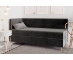 Elegantes Einzelbett 120x200 cm mit Stauraum, BONELL-Matratze, Holzfüße, Eckbett CARMEN 2M