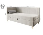 Elegantes Einzelbett 120x200 cm mit Stauraum, BONELL-Matratze, Holzfüße, Eckbett CARMEN 2M