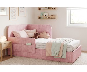 Kinderbett 100x200 mit RAUSFALLSCHUTZ, Taschen und Bettkasten - OLIMPIA SM 02K