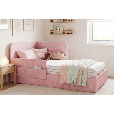 Kinderbett 100x200 mit RAUSFALLSCHUTZ, Taschen und Bettkasten - OLIMPIA SM 02K
