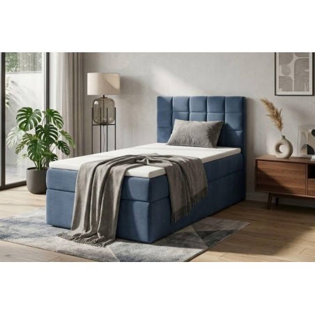 Einzelbett 90x200 cm mit Stauraum und Matratze, Polsterbett BEST 1M