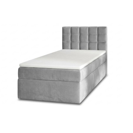 Polsterbett 100x200 cm mit gestepptem Kopfteil, Bettkasten und Matratze, Einzelbett BEST 1M