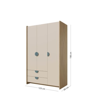 Funktionaler Kleiderschrank mit 2 Schubladen und Griffen in Meeresblau - NIRA 01