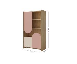 Hohe Kommode mit 3 Türen und offenen Fächern, Bücherregal NIRA 07