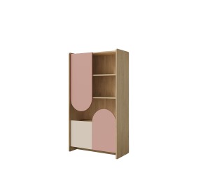 Hohe Kommode mit 3 Türen und offenen Fächern, Bücherregal NIRA 07