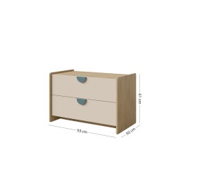 TV Board 93 cm breit mit Schubladen, Griffe in Meeresblau, TV Schrank NIRA 11