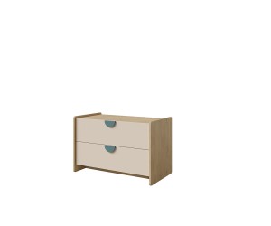 TV Board 93 cm breit mit Schubladen, Griffe in Meeresblau, TV Schrank NIRA 11