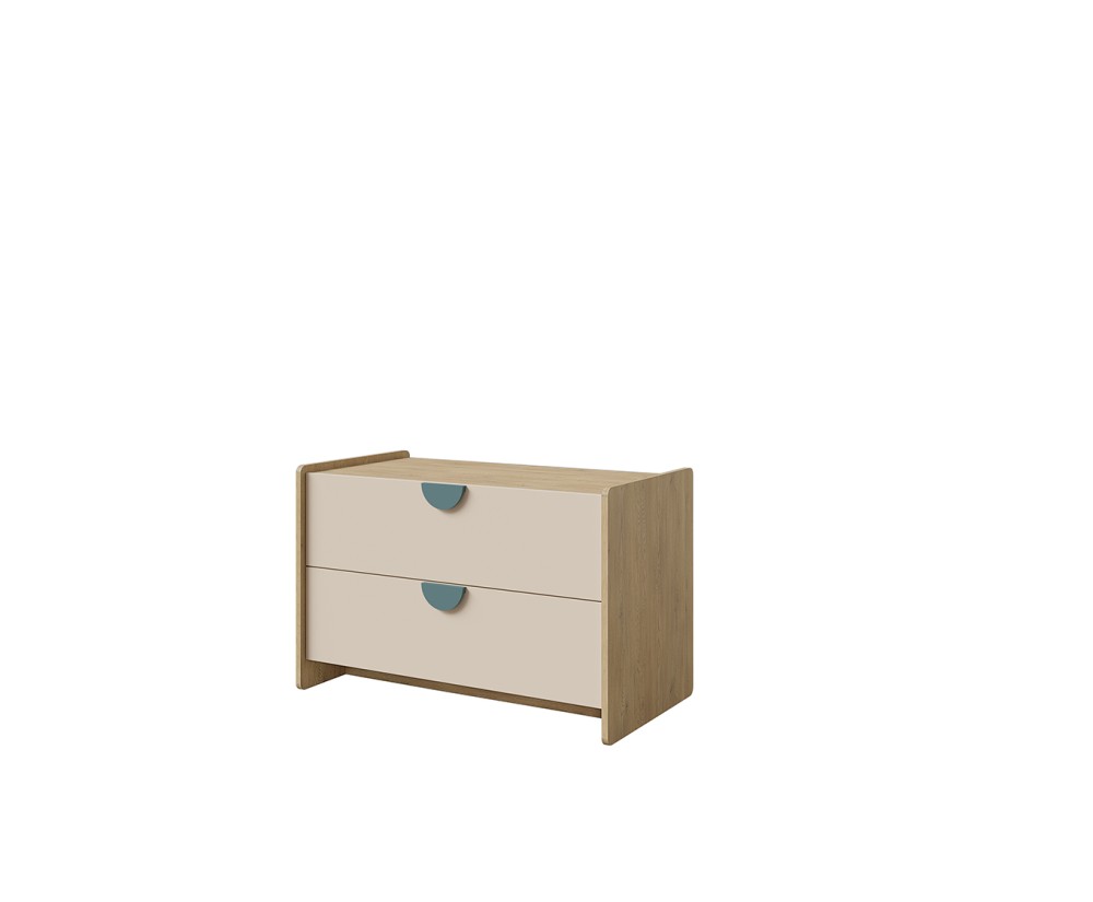 TV Board 93 cm breit mit Schubladen, Griffe in Meeresblau, TV Schrank NIRA 11