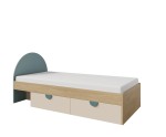 Einzelbett 90x200 cm universal mit ovalem Kopfteil und zwei Schubladen, NIRA 13 L/R