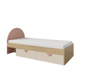 Jugendbett 90x200 cm universal mit ovalem Kopfteil und zwei Schubladen, NIRA 13 L/R