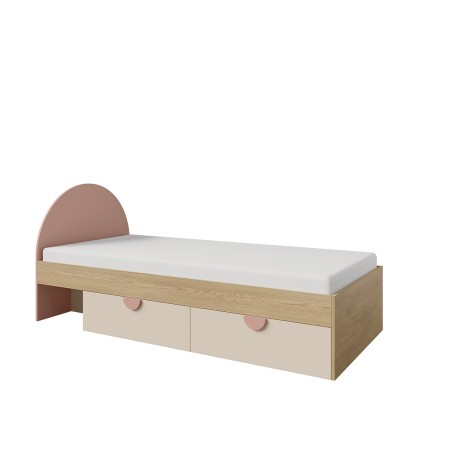 Jugendbett 90x200 cm universal mit ovalem Kopfteil und zwei Schubladen, NIRA 13 L/R